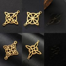EUEAVAN 5pc Witch Knot Stainless Steel Pendant Celtics Trinity Knots Wicca Charms Connector Amulet Bracelet Jewelry Making Gifts