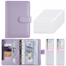 2024 A6 PU Leather Budget Binder Notebook Cash Envelopes System Set,with Binder Pockets for Money Budget Saving Bill Organizer