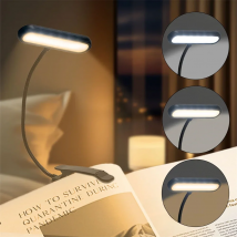 USB Rechargeable LED Reading Lamp Book Clamp Reading Light 3 color Temperatures for Work Reading Student Dormitory Night Light