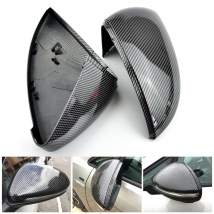 2 Pieces For VW Golf MK7 7.5 GTI 7 7R Mirror Covers Caps RearView Mirror Case Cover Carbon Look Bright Black Matte Chrome Cover