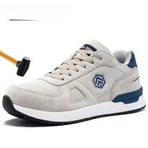 LARNMERN Safety Shoes Men Anti-static Work Shoes SRC Slip On Steel Toe Shoes Breathable Construction Sneaker