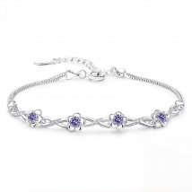 925 Sterling Silver Bracelet Purple Crystal Zircon Plum Bracelet For Women Fashion Simple Engagement Wedding Glamour Jewelry