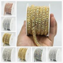 10yard 3Rows Glass crystal Strass Rhinestone Cup Chain Sew On Diamond Glue-On Close Chains Glitter Trim Cup Chain sew on Garment