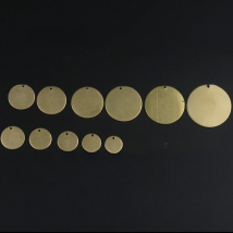 Brass round pendant charm Simple coin style single hole solid smooth disc charm, used for making DIY pendant jewelry