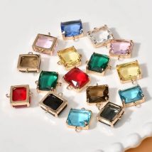 4PCS 14*17mm Rhinestone Pendant Spiritual Gold Plated Charms for Jewelry Making DIY Brass Accessories Designer Charms