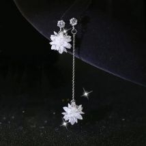 New Fashion 925 Sterling Silver Zircon  Long Tassel Ear Line Luxury Pearl Drop Earrings 2020 Korean Elegant Asymmetric Earrings