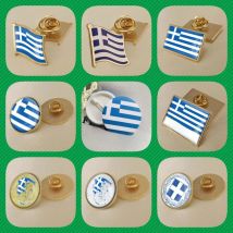 Greece Greek Map Flag National Emblem National Flower Brooches Badges Lapel Pins