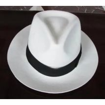 White Authentic Hat Black Contrasting Woolen Fedoras Cap Elegant 100% Wool Vintage Cowboy Cap Jackson Wool Hat White B-8139