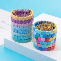 2025 Colorful Bangle For Women Boho Elastic Beaded 10mm Bracelets Enamel Jewelry