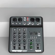4 Channel Audio Mixer 48V Phantom Power USB Studio Sound Mixers Bluetooth DJ Console Mixing for Karaok