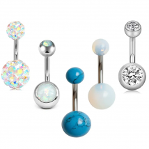 1PC Steel Belly Button Rings Crystal Piercing Navel Ring Opal Stone Navel Earring Belly Piercing Sex Body Jewelry Piercing 14g