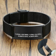 Stylish Men Stainless Steel Stretch Mesh ID Bracelets Custom Jewelry Personalize Engrave Stainless Steel Wrist Gifts Free Ship