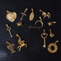 RHYSONG Handmade DIY Stainless Steel Charms Crown Rose Flower Moon Star Key Pendant For Women Necklace Jewelry Making No Chain