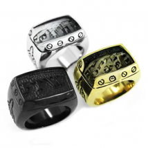 Wholesale FTW Middle Finger Motor Biker Ring Stainless Steel Jewelry Silver Color Black Gold Mechanical Screw Men Ring SWR0376