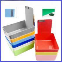 1Pc Colourful Dental Work Pans Dental Lab Storage Box Dentistry Lab PP Sorting Turnover Box with Metal Clip Holder Tools