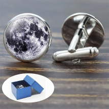 Full Moon Solar System Planet for Men Cufflinks Set Galaxy Nebula Earth Sun Jupiter Jewelry Suit Shirt Cuff Links Gift
