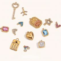 La. Muses Birthday Stone Key Love Cube Zirconia Charm Pendant For Earrings Necklaces Bracelet Jewelry Making Accessories Gifts