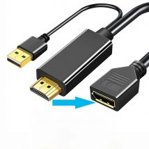 4K@60Hz HD to DisplayPort Unidirectional Adapter with USB Power Cord HDMI-compatible to DP Cable for PC Computer Game Monitor