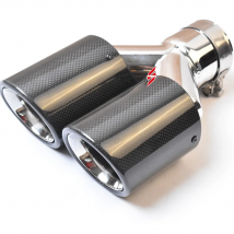 Universal Equal Length Dual Glossy Fiber Carbon Exhaust Pipe Stainless Steel  Bevel Curly Muffler Tip  For Civic