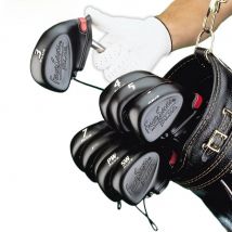 Black Golf Club Iron Putter Protectors with String PVC Wedge Putter Headcovers Rubber Head Covers (9-piece)