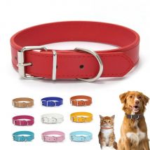 Solid Color Leather Dog Collar Adjustable Cat Necklace Puppy Neck Strap Suitable For Medium And Small Dogs Pet Supplies XS-XL