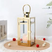 Stainless Steel Candle Holder Lanterns Gold Hanging Lantern Metal Candlestick Light for Indoor Outdoor Weddings Party Home Decor