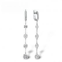 SANTUZZA Pure 925 Sterling Silver Drop Earrings For Women Shiny White CZ Elegant Long Dangling Earrings Handmade Fine Jewelry