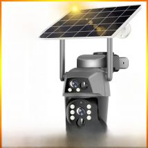8MP 4K Solar Camera 4G SIM Card Outdoor Dual Lens Screen WiFi Surveillance PTZ Battery CCTV Camera Human Detect Auto Tracking