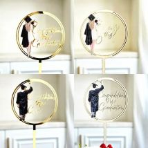 Figure Acrylic Graduation Cake Topper Decoration Gold Graduation Season Birthday  Cake Topper for Student party gift Baking supp
