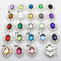 Hot sale 10pc 28*32mm Metal buttons Acryilc Rhinesotne button DIY Wedding metal hair flower center scrapbooking Accessories