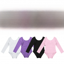 Kids Girls Ballet Leotards Gymnastics Costume Long Sleeve Solid Color Dance Leotard Bodysuit Ballet Dress Dance Training Wear