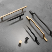 KK&FING European Simple Black Kitchen Furniture Handles Matte Gold Aluminum Alloy Cabinet Drawer Pulls Furniture Handle Hardware