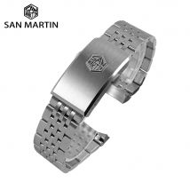 San Martin Uhrenarmband, hochwertig, 7 Glieder, 316L massiver Edelstahl, Uhrenteile, 20 mm