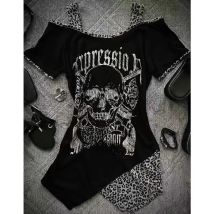 American Vintage Printed T-shirts Women Punk Short Sleeve Tees Female Subculture Gothic Clothing Y2k Harajuku Tops 2000s T Shirt