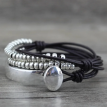 Anslow Brand Bohemian Vintage Handmade Multilayer Wrap Jewelry Women Mother's Day Birthday Leather Bracelet Bangle  LOW0465LB