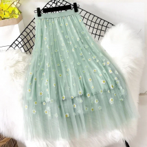 Skirts Women Tender Sweet Korean Style Printed Lady Mesh Ins Classy All-match College Elegant Popular Lovely Girls Stylish Charm