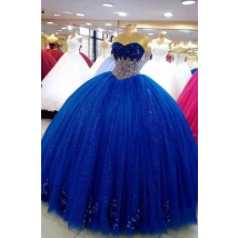 vestidos de fiesta Sweet 16 Quinceanera Dresses D14 2020 Crystal Beaded Royal Blue Ball Gown Prom Dress vestidos de xv años