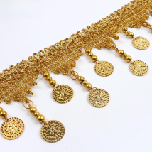 2yards 70mm Braided Beads Lace Fringe Sequins Paillette Tassel Ribbon Stage Performance Suits Wedding Dress Sewing Fabric DIY