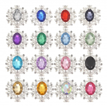 New 10Pcs/lot 24*28mm Alloy Acrylic Rhinestone Buttons Silver DIY Wedding Metal Hair Flower Center Scrapbooking Accessories