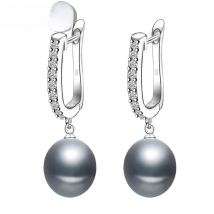 Real Freshwater Grey Pearl Earrings For Women,Natural Bridal Pearl Earrings Drop Jewelry Wife Mother Anniversary Gift White Grey