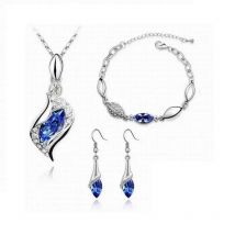 New Luxury 925 Sterling Silver Crystal Jewelry Set For Women Pendant Necklace Earrings Bracelet Set Fashion Jewelry