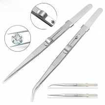 Professional Stainless Steel Tweezers Adjustable with Buckle Slide Lock Antistatic for Diamond Gem Jewelry Making Precision Tool