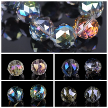 10pcs 20mm Round Faceted Coloful Plated Crystal Glass Loose Beads for Jewelry Making DIY Crafts Findings