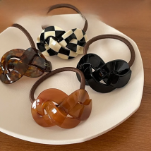Woman Twist Weave Acetate Hair Ties Korean Style Elastic Hairband Girls Rubber Band Ponytail Holders Scrunchies Hair Rope