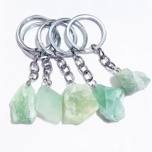 1pc Natural Raw Ore Green Fluorite Stone Key Ring Crystal Quartzs Keychain Women Men Handbag Mineral Keyring Jewelry