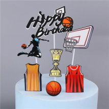 1 set Basketball happy birthday Cake Toppers Football Cupcake Toppers for Kids Boys Birthday Party cake decoration Baby shower