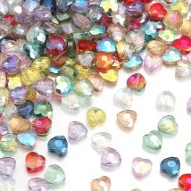30Pcs Crystal Faceted Love Beads Colored Spacer Charms Loose Beads for Jewelry Making Accessories DIY Bracelet Necklace Earrings
