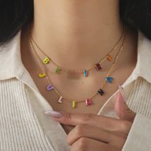 Colorful Custom Bubble Letter Font Jewelry Custome Namel Bubble Letter Pendant Dopamine Happy Necklace Suitable For Wedding Gift