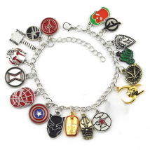 Marvel Avengers Movie Bracelet Captain America Shield Thor Hammer Iron Man Deadpool Metal Enamel