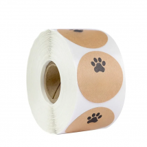 Natural Kraft Paper Thank You Stickers Seal Labes Dog Paw Print 1Inch Gift Packaging Stationery Sticker 500 Labels Per Roll